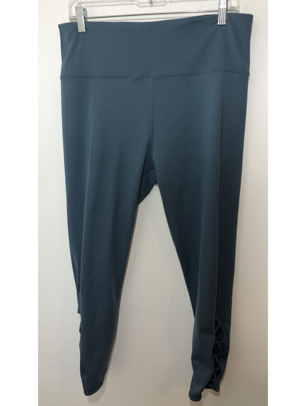 Joy Lab Womens XL Teal Crop Leggings Lattice Detail Waist Pocket